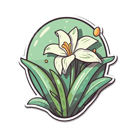 An Image Of Lily Sticker Design Vector Illustration Clipart Free