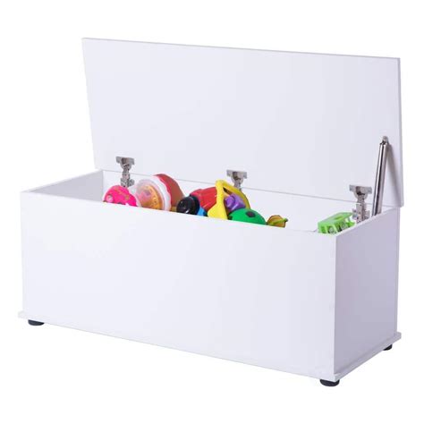 Basicwise Large Storage Toy Box With Soft Closure Lid White Baskets
