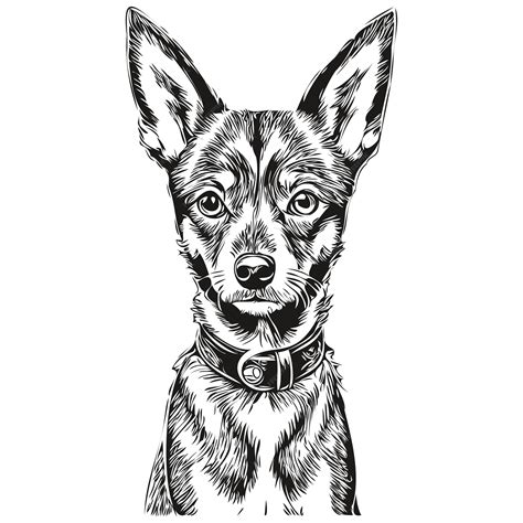 Pinscher Miniatura Perro Mascota Boceto Ilustración Grabado En Blanco Y Negro Vector Silueta De