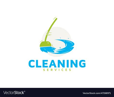 Cleaning Services Logo With Mop Royalty Free Vector Image