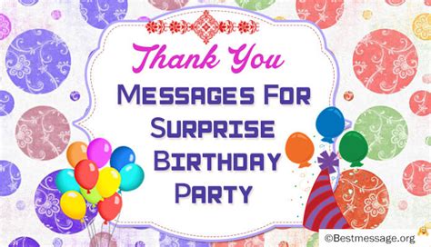 Beautiful Thank You Messages For Surprise Birthday Party