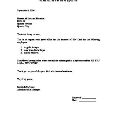 This resource covers the parts of the basic business letter and provides three sample business letters. Labace: Letter Of Closure Of Business To Bir