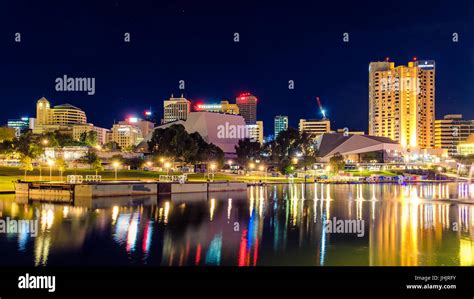 Adelaide Australia April 16 2017 Adelaide City Skyline At Dusk