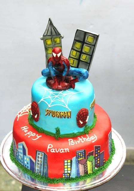 Spiderman Sugarcrafted On 2 Tier Cake Spiderman Cake Novelty