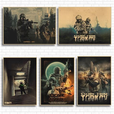 Video Game Escape From Tarkov Solider Kraft Paper Poster Wall Artwork