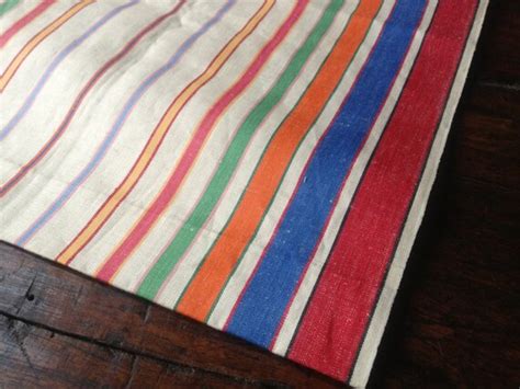 1950s Swedish Linen Toweling Fabric Colorful Primary Color