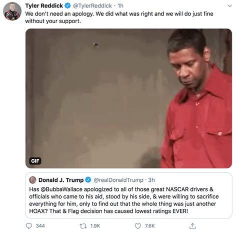 Nascar Driver Responds To Donald Trump Bubba Wallace Tweet
