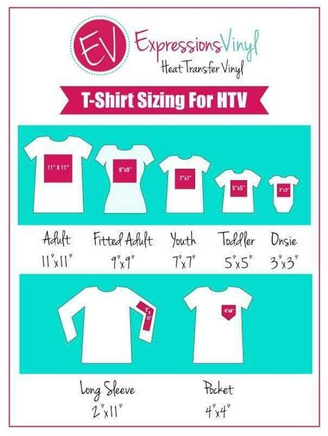T Shirt Decal Size Chart