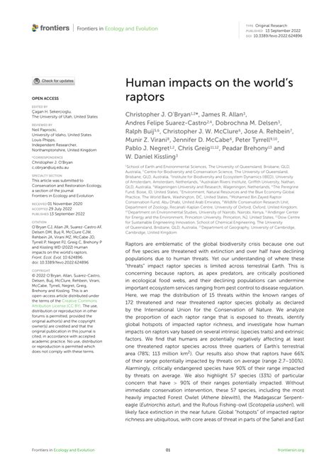 Pdf Human Impacts On The World’s Raptors