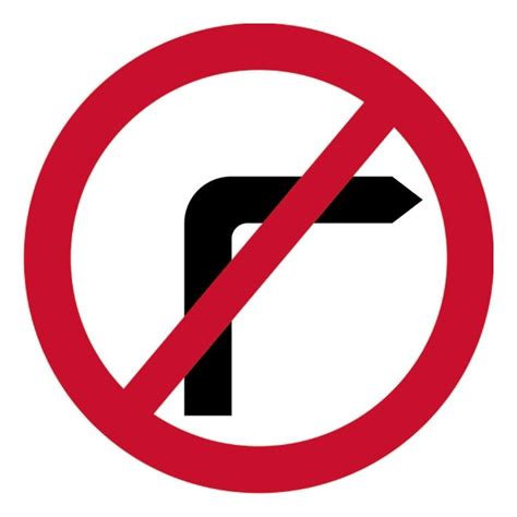 No Right Turn Sign Prohibition Signs