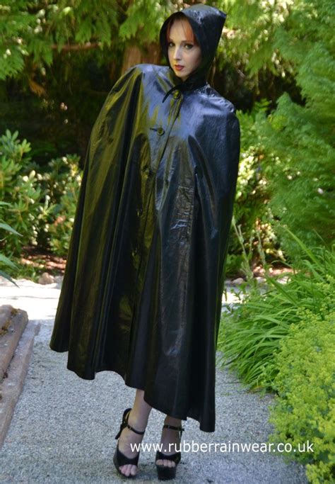 This Gorgeous Babe Is Showing Off Her Long And Luxurious Rubber Rainwear Girls Hooded Cape