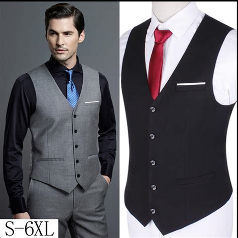 S 6xl New Men Slim Suit Vests Single Business Casual Vest Men Party Wedding Waistcoat Gilet 