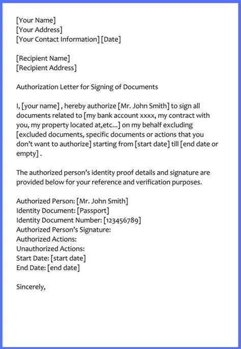 Supply additional information or document attachments when necessary. Sample Authorization Letter to Sign Documents on My Behalf ...