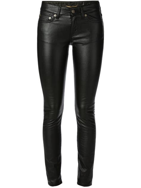 Lyst Saint Laurent Eco Leather Skinny Jeans In Black