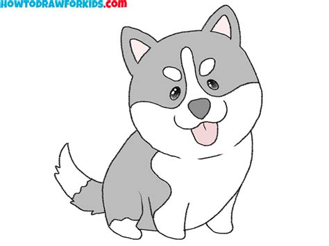 How To Draw A Husky Puppy Easy Drawing Tutorial For Kids
