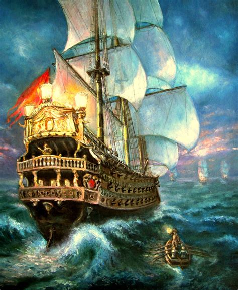 Old Pirate Ship Painting