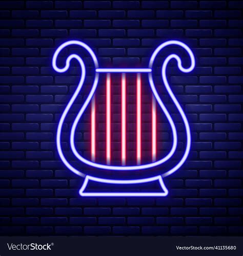 Glowing Neon Line Ancient Greek Lyre Icon Isolated