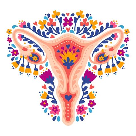 Free Vector Female Reproductive System With Flowers