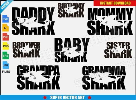 Download Baby Shark Silhouette (svg png) Family Vector Clipart Logo ...