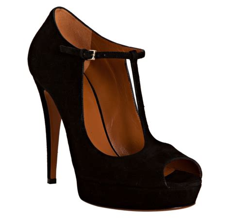 Gucci Black Suede Betty T Strap Platform Peep Toe Pumps In Black Lyst