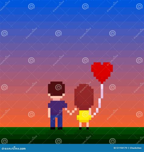 Pixel Art Couple Stock Illustration 29638255