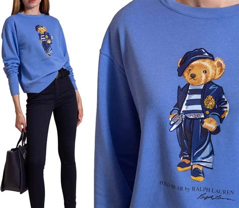 Polo Ralph Lauren Bear In Paris B R Sweatshirt Sweater Pullover Pulli Jumper Blue Large L