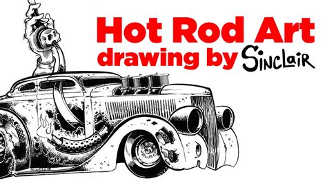 Badass jeral tidwell hot rod drawing. How to draw hot rod art cartoons with pen and ink - YouTube