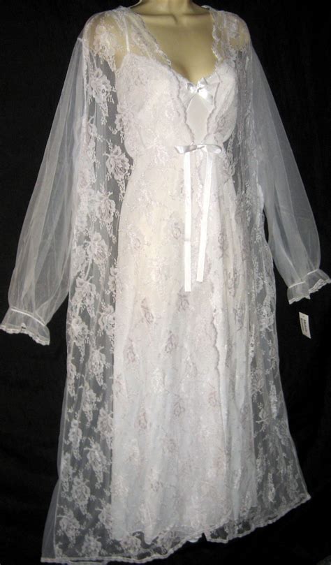 Plus Size White Bridal Peignoir And Long Nightgown 2x Nwt Sleepwear