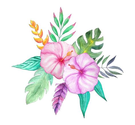 Tropical Watercolor Bouquet 78 Painting By Elaine Plesser Fine Art