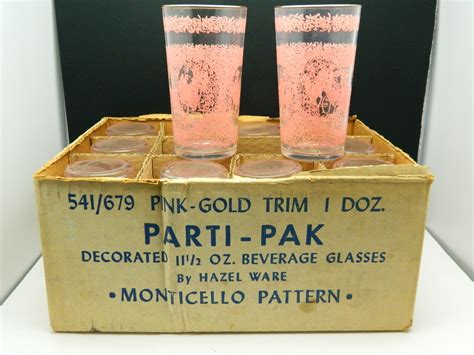 Farm Girl Pink Vintage Hazel Atlas Glasses Mint In Box