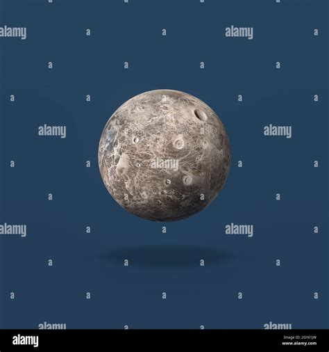 Ceres Asteroid Isolated On Flat Blue Background With Shadow 3d
