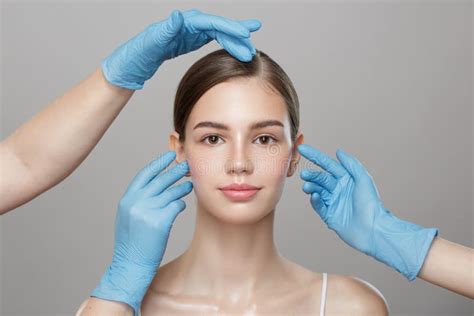 People Cosmetology Plastic Surgery And Beauty Concept Surgeon Or