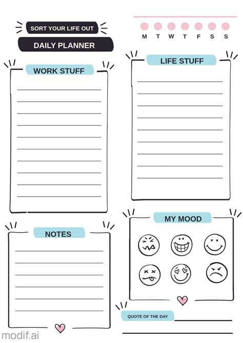 Daily Life Planner Template Mediamodifier