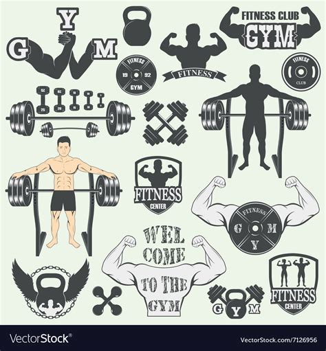 Fitness Gym Icons Royalty Free Vector Image Vectorstock