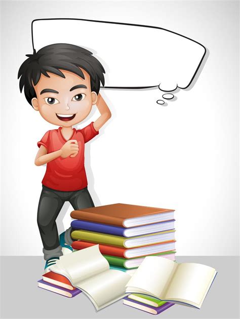 Happy Boy And Stack Of Books 445894 Vector Art At Vecteezy