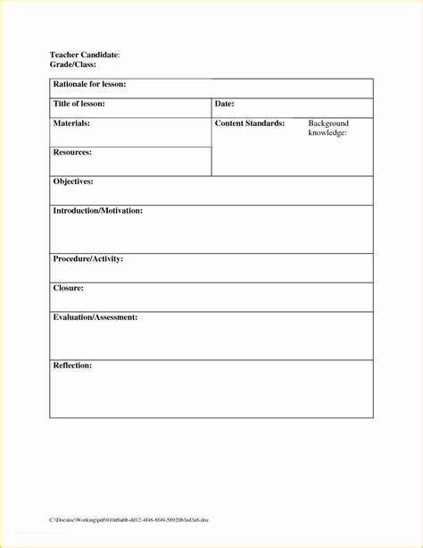 Free Printable Daily Lesson Plan Template Of Printable Blank Lesson