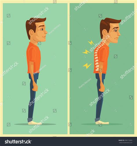 Right Wrong Posture Vector Flat Illustration Stock Vector Royalty Free