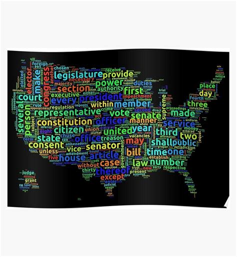 Us Constitution Word Cloud Map On Black Background Exploring Data