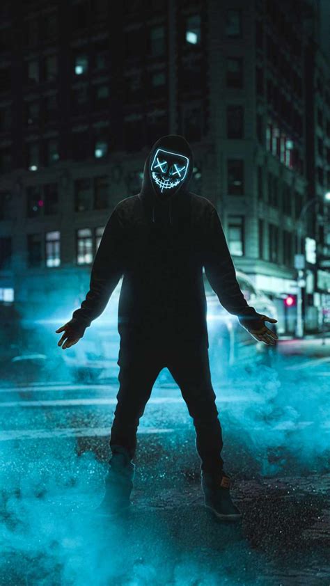 Neon Stitich Mask Hoodie Guy Iphone Wallpaper Iphone Wallpapers