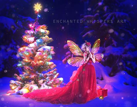 Fantasy Fairy Christmas Whimsical Art Print Christmas Fairy Fairy