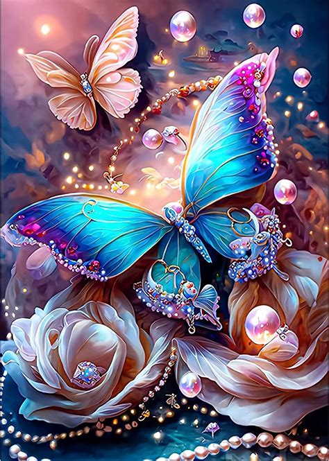 Airdea 5d Butterfly Diamond Painting Kits For Adults Beginners Round Full Kits Diy Jewelry