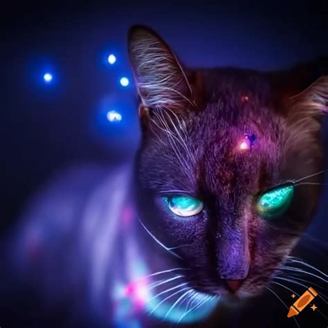 Cat With Laser Eyes In Outer Space