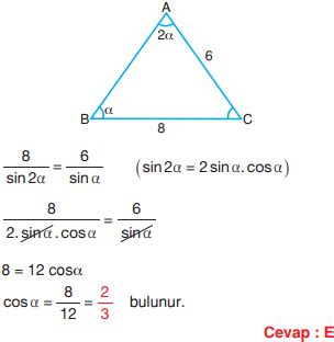 Trigonometri Z Ml Test Sin S Kosin S Teoremi Gende Alan Online Test