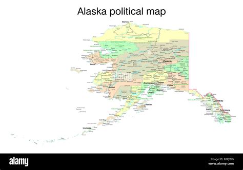 Mapa Político Del Estado De Alaska Fotografía De Stock Alamy