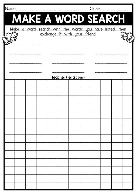 Make A Word Search Worksheets