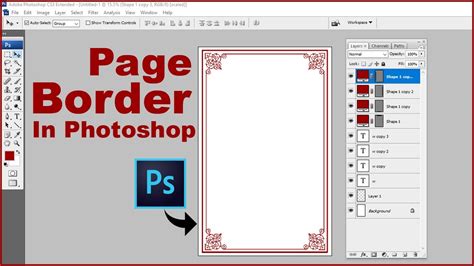 how to make page border in adobe photoshop tutorial youtube