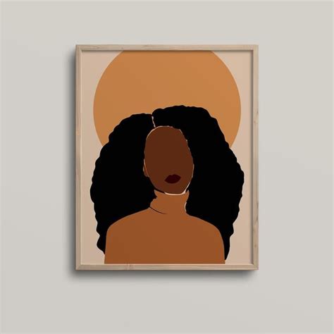 Boho Woman Art Afro Fashion Wall Print Curly Hair Wall Art Black Girl