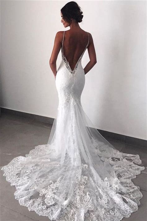 2021 Mermaid New Wedding Dresses Sweetheart Backless Lace Beach Bridal Gowns In 2021 Spaghetti