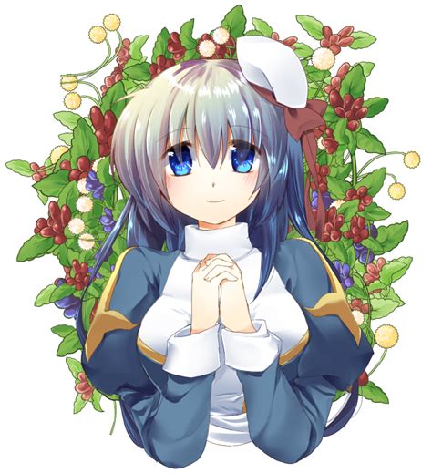 safebooru 1girl bangs berry blue eyes blush breasts closed mouth commentary request cropped