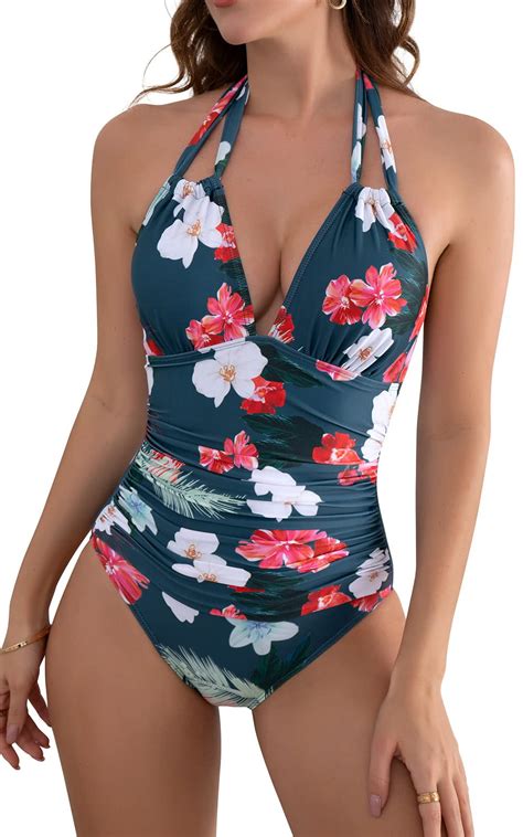b2prity women s slimming one piece swimsuits tummy control bathing suit halter swimwear for big